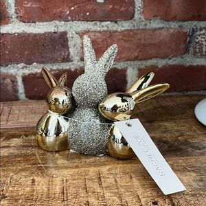 Rachel Zoe Glittering Gold and Silver Bunny Trio